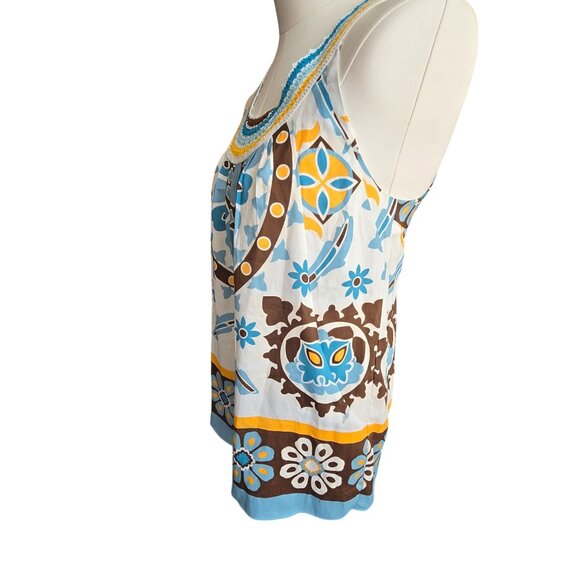 Nicole Miller Womens Floral Halter Top Crochet Neckline Boho Chic Medium JJ3948 - Picture 10 of 14